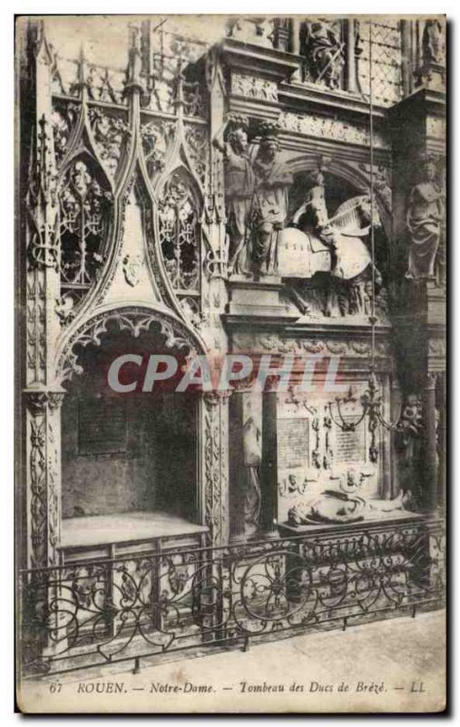 Old Postcard Rouen Notre Dame Tomb Dukes De Breze