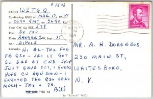 1964 QSL Radio Card K9FJL Dupage County IL Amateur Radio Station Posted Postcard