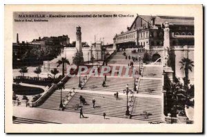 Old Postcard Marseille monumental staircase of the Gare St Charles