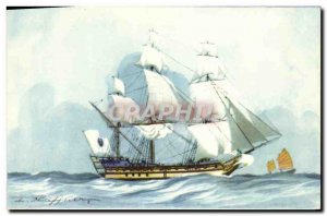 Postcard Old Boat Company of the Indies Vessel Haffner