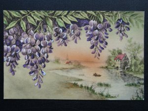 Flowers WISTERIA View of River Mill & Church c1905 Postcard by A. Noyer of Paris