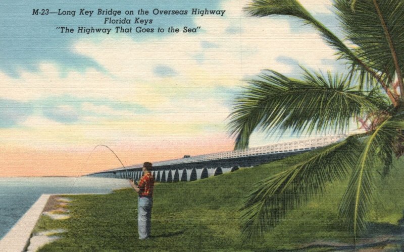 Vintage Postcard Long Key Bridge Overseas Highway That Goes To The Sea Florida