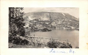 G75/ Laramie Wyoming Postcard RPPC 1952 Lake View Mountains