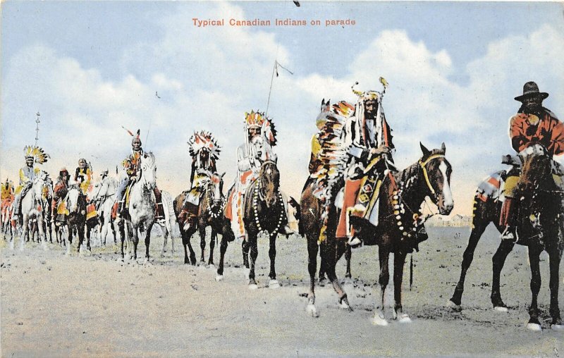 G21/ Native American Indian Postcard c1910 Canada Parade Candadian 1