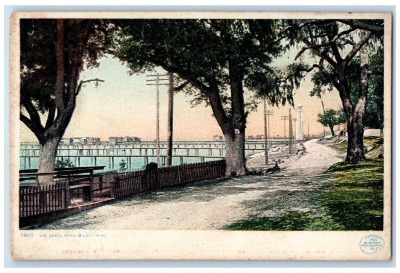 c1910's View Of The Shell Road Biloxi Mississippi MS Phostint Antique Postcard