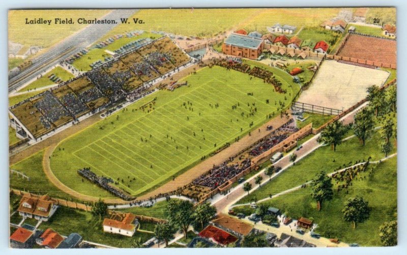 CHARLESTON, West Virginia WV ~ Football Game LAIDLEY FIELD Stadium  Postcard