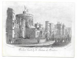 Windsor Castle 1851 Steel LIne Engraving Views of London J T Wood Print