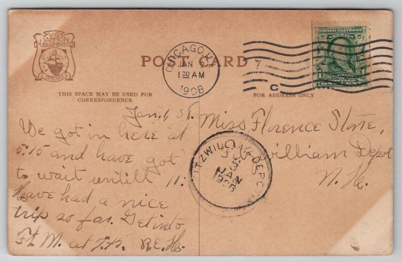 Chicago Wabash Ave Elevated Railroad North From Van Buren St Postcard K26