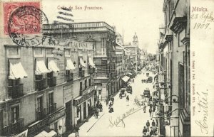 mexico, MEXICO D.F., Calle de San Francisco (1909) Stamp