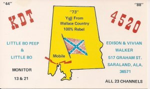 Confederate Battle Flag, Civil War, 1960's, CSA, Saraland AL, QSL