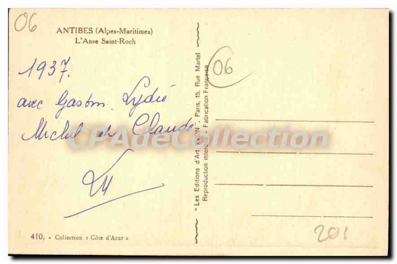 Postcard Old Antibes L'Anse Saint Roch