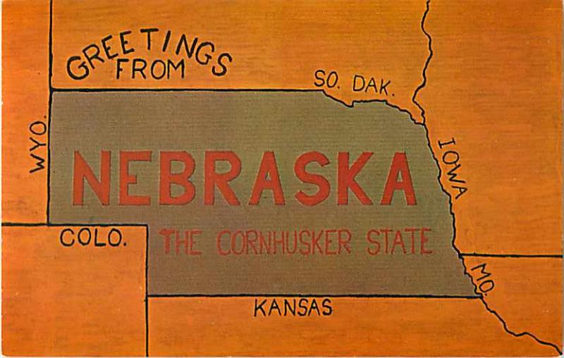 A simple Greetings from Nebraska Map Card NE