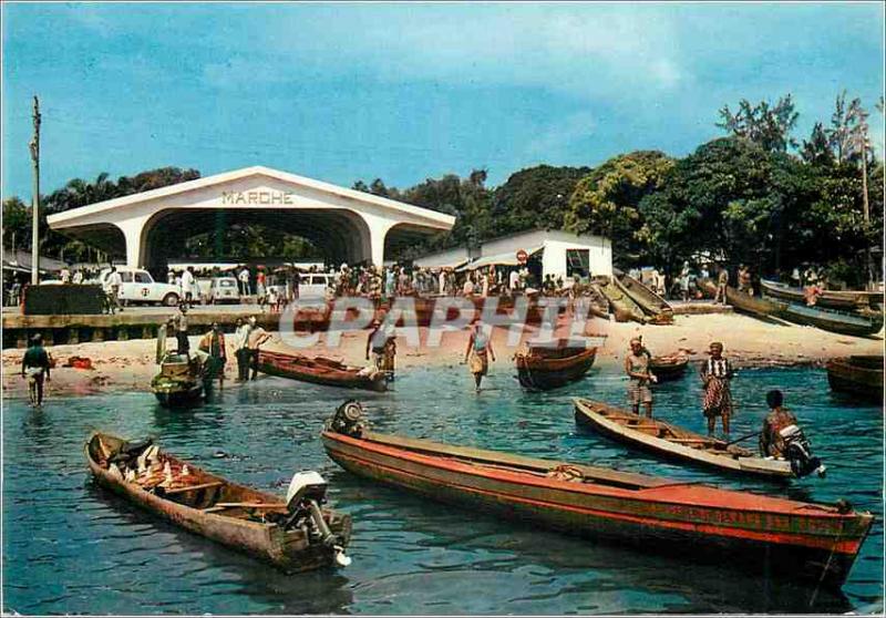  Modern Postcard Market of Nice Port Gabon Boats