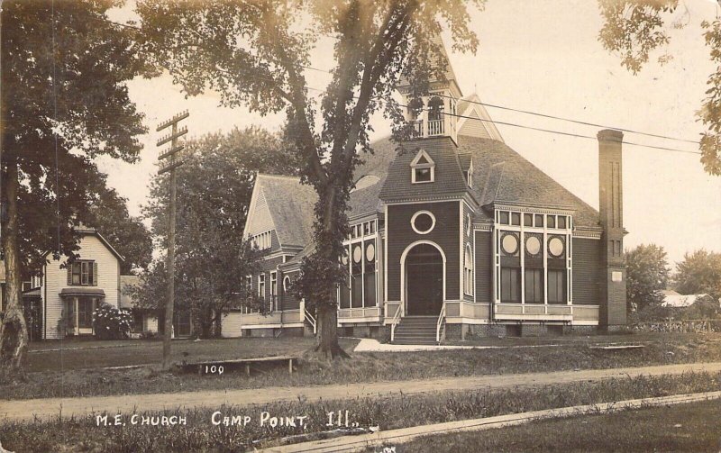 RPPC,c.'08,  Camp Point, IL, M.E. Church, Quincy Area,Msg,  Old Post Card