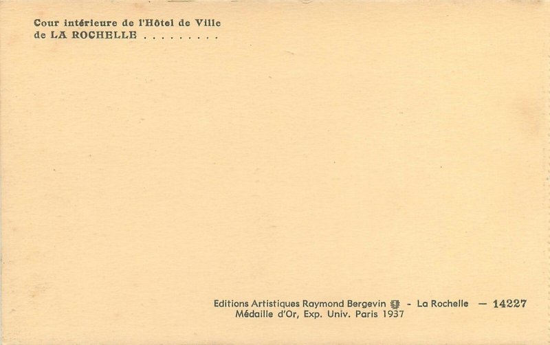 Postcard France la rochelle city hall columns