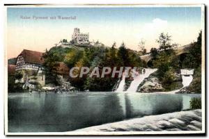 Postcard Old Ruin Pyrmont mit Wasserfall