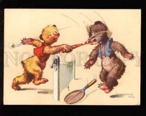 026877 TEDDY BEARS play TENNIS Old color PC