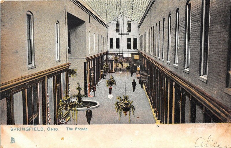 Springfield Ohio c1910 Postcard The Arcade Hotel Shops Railroad Station by Tucks