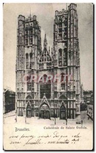 Old Postcard Brussels Cathedral of St. Gudule