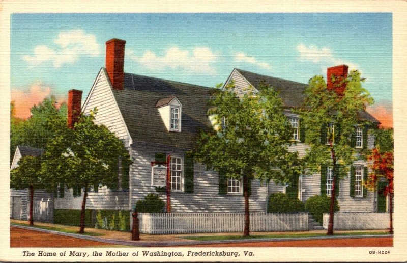 Virginia Fredericksburg Home Of Mary Mother Of Washington Curteich