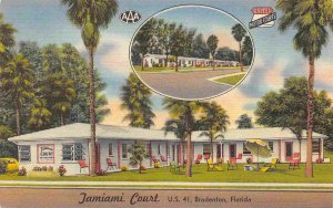 Tamiami Court Motel Bradenton Florida linen postcard