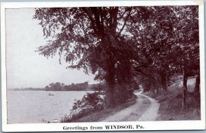 postcard Pennsylvania - Greetings from Windsor - lakeside trail path