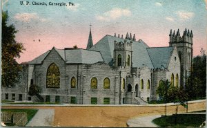 Vtg Postcard 1917 United Presbyterian Church - Carnegie, Pennsylvania