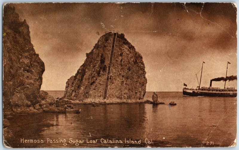 c1907-10 Hermosa Passing Sugar Loaf Catalina Island California Postcard F187