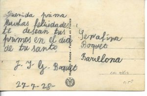 Lady playing the violin Old vintage French postcard