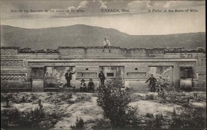 Oaxaca Mexico MX Ruins of Mitla Parlor Indigenous Men Vintage Postcard