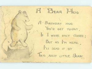 Pre-Linen BEAR WANTS YOU TO GIVE HIM A BEAR HUG FOR BIRTHDAY HL6230