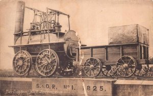 DARLINGTON ENGLAND UK NO. 1 S. & D. R. 1825 LOCOMOTIVE TRAIN POSTCARD 1920