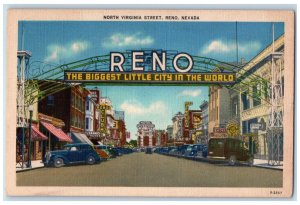 1946 North Virginia Street Reno Arch Classic Cars Nevada Road Antique Postcard