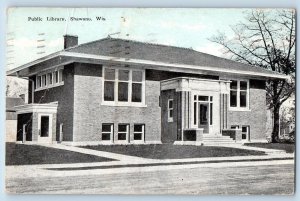 Shawano Wisconsin WI Postcard Public Library Building Exterior 1936 Antique