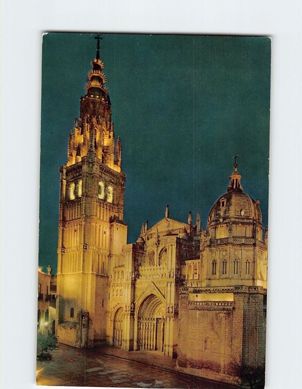 Postcard Lighted Cathedral, Toledo, Spain