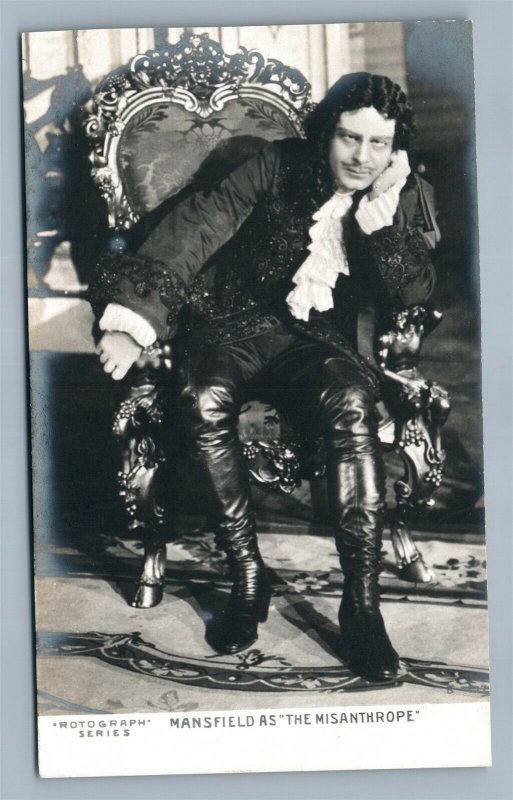 THEATRE ACTOR RICHARD MANSFIELD AS MISANTHROPE ANTIQUE REAL PHOTO POSTCARD RPPC