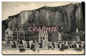 Old Postcard Treport La Plage Maree Basse