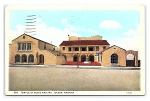 Postcard Temple Of Music And Art Tucson Arizona c1937 Postmark