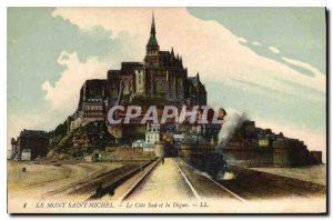 Old Postcard Mont Saint Michel Cote Sud and La Digue Train