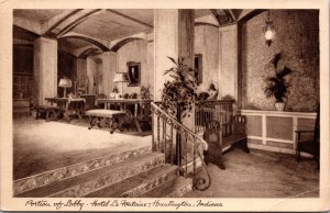 Postcard Portion of the Lobby at Hotel LaFontaine in Huntington, Indiana~3125