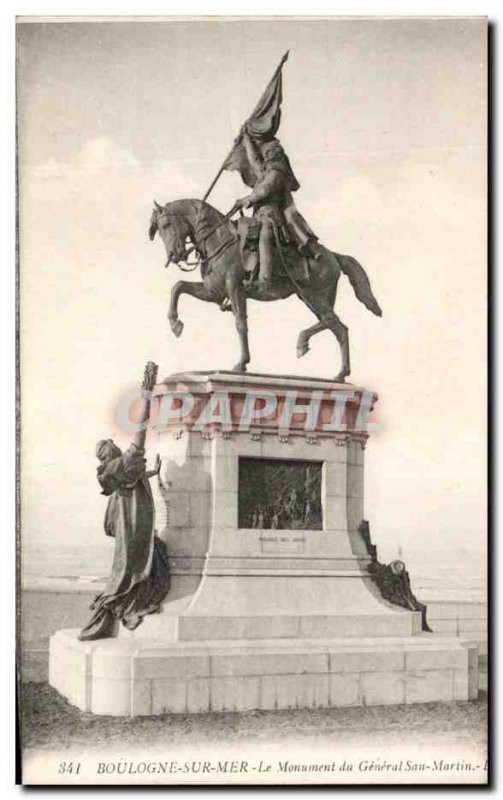 Old Postcard Boulogne Sur Mer The Monument of General San Martin