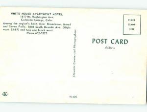 Pre-1980 WHITE HOUSE APARTMENT MOTEL Colorado Springs Colorado CO n9893