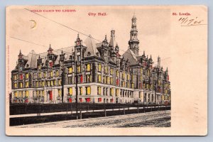 J96/ St Louis Missouri Postcard c1910 HTL Hold-To-Light City Hall 472