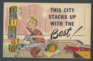 Ca 1937 PPC* Humor Chicago This City Stacks Up W/The Best Mint