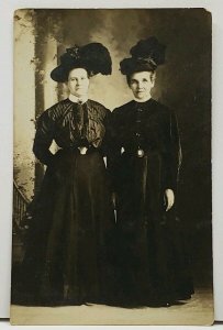 RPPC Victorian Women Lovely Dresses and Hats Photo Postcard C10