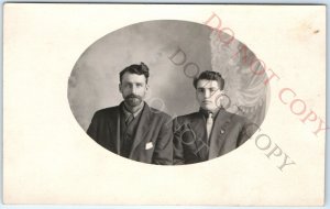 c1910s Handsome Young Men Portrait RPPC Photo Living or Irving Miller + Guy A156
