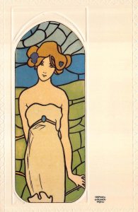 ART NOUVEAU WOMAN ARTIST SIGNED KIRCHNER EMBOSSED REPRINT POSTCARD (2)