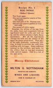 1935 MILTON NOTTINGHAM*WINES & LIQUORS*BALTIMORE MD*EGG NOGG RECIPE*CHRISTMAS
