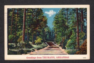 AR Greetings from TRUMANN ARKANSAS Postcard Linen PC