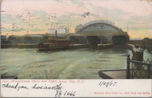 Postcard Pennsylvania Ferry and Depot Jersey City NJ